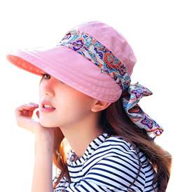 Kuyou Sommer Strand Hat Damen Outdoor Sport Hut Anti-UV Sonnenhut, Pink, Einheitsgröße von KUYOU