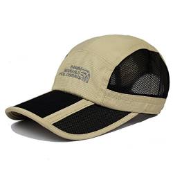 Kuyou Sport Mesh Trucker Cap Faltbarer Sonnenschutz Baseball Kappe (Khaki) von KUYOU