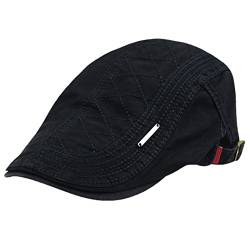 Kuyou Sportmütze Newsboy Flat Cap Gatsby Schirmmütze Kappe (Schwarz) von KUYOU