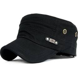 Kuyou Unisex Army Military Flat Cap Vintage Cotton Baseballmütze Kappe, 006Black, Einheitsgröße von KUYOU