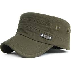 Kuyou Unisex Army Military Flat Cap Vintage Cotton Baseballmütze Kappe, 009Oliv, Einheitsgröße von KUYOU