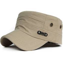 Kuyou Unisex Army Military Flat Cap Vintage Cotton Baseballmütze Kappe (007Beige) von KUYOU