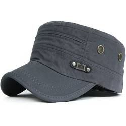 Kuyou Unisex Army Military Flat Cap Vintage Cotton Baseballmütze Kappe , Einheitsgröße, 010Grey von KUYOU