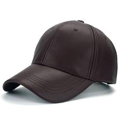 Kuyou Unisex Klassische PU Leder Baseball Cap Sports Outdoor Basecap Kappe (Kaffee) von KUYOU