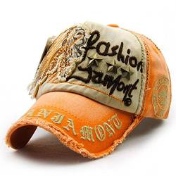 Kuyou Vintage Baseball Mütze Caps Distressed Sport Trucker Hat (Orange) von KUYOU