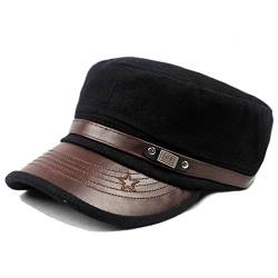 Kuyou Vintage Baseballmütze Kappe Unisex Army Military Flat Cap (Schwarz) von KUYOU