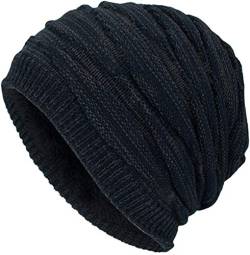 Kuyou Winter Beanie Mütze Slouch Strickmütze mit warmem Fleece Innenfutter (Navy) von KUYOU