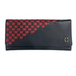 KUZE CLAN Premium Nappaleder Clutch Geldbörse für Frauen mit Kartenetui, Ausweishalter, zweifarbiges Criss-Cross Intrecciato, passend für iPhone 15 Pro, zwei Reißverschlusstaschen – perfektes von KUZE CLAN