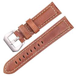 KVIVI Uhrenarmband,Leder Uhrenarmband Leder 20mm 22mm 24mm dunkelbraune webt männer Uhrenarmbanduhr Zubehör (Color : Brown, Size : 20mm) von KVIVI