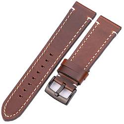 KVIVI Uhrenarmband,Leder Uhrenarmband Lederarmbands 18mm 20mm 22mm 24mm schwarz dunkelbraune Frauen Männer Rindsleder Uhr Band Strap Gürtel mit Schnalle (Color : Dark brown Black, Size : 22mm) von KVIVI