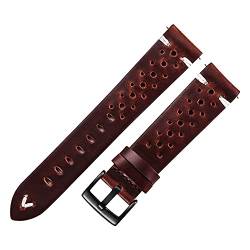 Uhrenarmband,Leder Uhrenarmband Leder Uhrenarmband Strap Poröse 18mm 20mm 22mm dunkelbraune handgemachte ölwachs leder uhrband schnelle freigabe frauen männer ( Color : Dark brown black , Size : 18mm von KVIVI