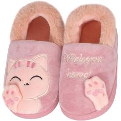 KVbabby Damen Herren Plüsch Baumwolle Hausschuhe Winter Pantoffeln mit Cartoon Katze Hause Slippers,Rot a,40/41 EU von KVbabby