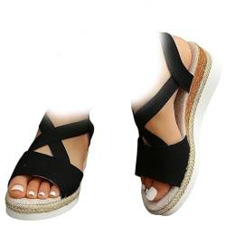KWHEUKJL Dotmalls Wedge Sandals, Fish Mouth Casual Women's Sandals, Extra Wide Width Wedge Sandals (Black,41) von KWHEUKJL