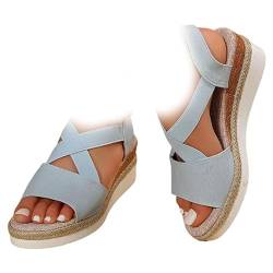 KWHEUKJL Dotmalls Wedge Sandals, Fish Mouth Casual Women's Sandals, Extra Wide Width Wedge Sandals (Blue,40) von KWHEUKJL