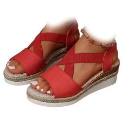 KWHEUKJL Dotmalls Wedge Sandals, Fish Mouth Casual Women's Sandals, Extra Wide Width Wedge Sandals (Red,41) von KWHEUKJL