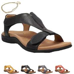 KWHEUKJL Shoeshome Women's Comfy Orthotic Sandals, Women's Orthopedic Arch Support Sandals, Comfort Walking Beach Flat Sandals (Black,7.5) von KWHEUKJL