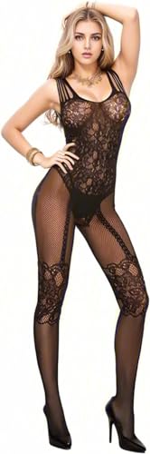 KWJEIULSOQ Erotische Dessous Frau Schwarzer Ouvert Bodystocking Sexy Reizwäsche, Damen Unterwäsche Erotik Netz für Sex Sexy Catsuit Sexy Spitze Nachtwäsche Babydoll Catsuit Datum Tragen Bodysuit von KWJEIULSOQ