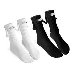 KWJEIULSOQ Magnetische Socken mit Händen Lustige Socken Hand Holding Socks,Socken mit Magnetarmen Hand in Hand Socken Magnet Socken,Funny Socks Socken Händchen Halten (Standard, Schwarz Weiß) von KWJEIULSOQ