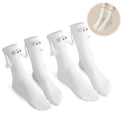 KWJEIULSOQ Magnetische Socken mit Händen Lustige Socken Hand Holding Socks,Socken mit Magnetarmen Hand in Hand Socken Magnet Socken,Funny Socks Socken Händchen Halten (Standard, Weiß) von KWJEIULSOQ