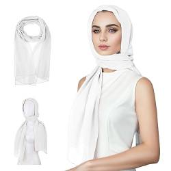 Kopftuch Damen Hijab Muslimisch Damen Tuch Schal Premium Chiffon Hijab Kopftuch Schal aus Leicht Stoff Seidenweiche Chiffon Hijab Moderne Islamische Chiffon Kopftücher für Muslimische Frauen (Weiße) von KWJEIULSOQ