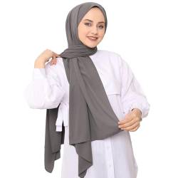 Kopftuch Damen Hijab Muslimisch Damen Tuch Schal Premium Chiffon Hijab Kopftuch Schal aus Leicht Stoff Seidenweiche Chiffon Hijab Moderne Islamische Kopftücher für Muslimische Frauen (Anthrazitgrau) von KWJEIULSOQ