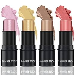 4 Stücke Creme Kontur Stick &Highlighter Stick & Gesicht Blush, KXAMELIE Non Stick Rouge Gesicht Aufhellen & Shades Feuchtigkeit Bronzer Stick Lang anhaltende Kontur Kit für Check Gesicht Make-up von KXAMELIE