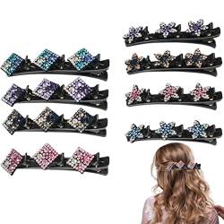 8 Stück Haarspange mit 3 Clips Mädchen funkelnde Strass Geflochtene Haarspange für Frauen Mädchen,KXAMELIE Haarnadel mit Funkelnder Kristallstein Geometrische Sterne Design von KXAMELIE