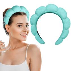 Green Spa Stirnband für Frauen Schwamm,KXAMELIE Soft Make-up Stirnband zum Waschen des Gesichts Frottee Handtuch Süßer Stirnbandhalter für Hautpflege Make-up Entfernung Dusche von KXAMELIE