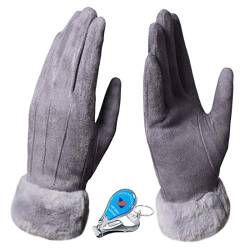 KXF Warme Winterhandschuhe für Damen, superweiches Wildleder, Touchscreen, dickes Fleece gefüttert, Handschuhe, kaltes Wetter, winddicht, Outdoor-Sport-Handschuhe von KXF