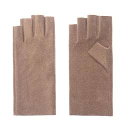 KXUSW 1 Paar Fingerlose Handschuhe，Fingerlose Handschuhe Damen，Fingerless Gloves，Warme Schreibhandschuhe, Fingerlose Winter-Touchscreen-Halbfingerhandschuhe, Nagelformhandschuhe(Braun) von KXUSW