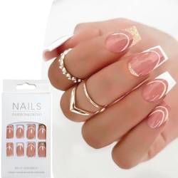 KXUSW 48 Stück french nails, nails zum aufkleben,kunstnägel zum aufkleben,mit Nagelkleber, nägel zum aufkleben für Frauen und Mädchen(B) von KXUSW