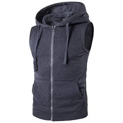 KXZD Zipped Hoodie ärmellos für Herren Sleeveless Fitness Kapuzenpullover Männer Sweater Trainingsweste Sweatshirt Tank Top Herren Mit Kapuze Weste T-Shirt Kapuzenpullover Herren Tank Tops von KXZD