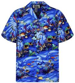 KY‘s Original Hawaiihemd, Aquarium Strahlen, blau, 3XL von KY's