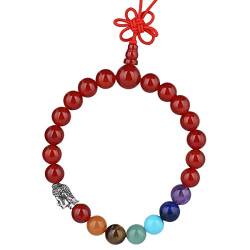 KYEYGWO 21 Mala Perlen-Armband für Männer und Frauen, 7 Chakra-Kristall-Steinarmbänder für Unisex, Reiki-Stretching-Gebetsarmband, Karneol von KYEYGWO