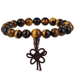 KYEYGWO 21 Mala Perlen-Armband für Männer und Frauen, Chakra-Kristall-Steinarmbänder für Unisex, Reiki-Stretching-Gebetsarmband, Tigerauge Stein von KYEYGWO