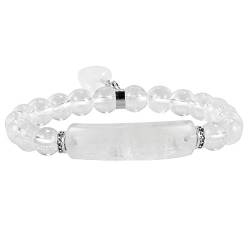 KYEYGWO 8mm Kristall Stein Perlen Armband für Unisex, elastisches Chakra Armband mit Herzform Anhänger für Yoga Reiki von KYEYGWO