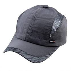 KYEYGWO Atmungsaktive Mesh Baseball Cap für Herren und Damen, Verstellbar Einfarbig Baseballkappe Schnell Trocknend Hüte Outdoor Sonnenhut Freizeit Sportmütze, Grau von KYEYGWO