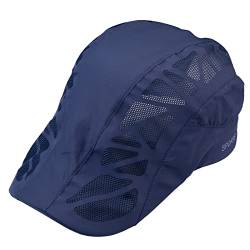 KYEYGWO Atmungsaktive Mesh Schirmmütze für Herren und Damen, Gatsby Newsboy Flatcap Outdoor Sonnenhut Einstellbare Sportmütze Freizeit Barette Cap Sommer Kappe, Blau von KYEYGWO