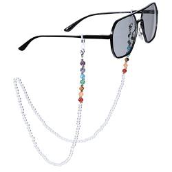 KYEYGWO Bergkristall 7 Chakren Stein Perlen Brillenkette für Damen und Herren, Reiki Kristall Brillenband Edelstein Brillenkordel Mode Kette Brillenschnur für Sonnenbrillen, Myopiebrille, Lesebrillen von KYEYGWO