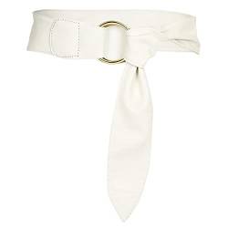 KYEYGWO Damen Kleid Gürtel 6cm Breit, Verstellbarer PU-Leder Gürtel mit Doppel Ringe Metallschnalle, Weiß von KYEYGWO