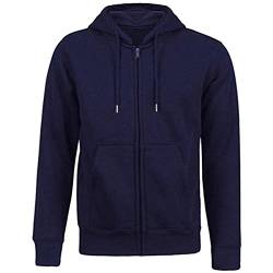 KYEYGWO Dunkelblau Fleece Hoodies Sweatshirts für Herren und Damen, Zip-Hoodie Kapuzenpullover mit Tasche, Einfarbig Lange Ärmel Kapuzenjacke Herbst Winter Sweatjacke, L von KYEYGWO