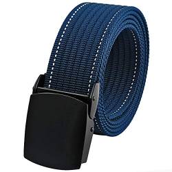 KYEYGWO Einstellbare Nylon Freizeitgürtel, Herren Tactical Hiking Belt aus Metallschnalle, Outdoor Stoffgürtel Männer Taillengürtel im Militärstil, Blau von KYEYGWO