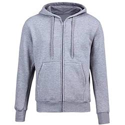 KYEYGWO Grau Fleece Hoodies Sweatshirts für Herren und Damen, Zip-Hoodie Kapuzenpullover mit Tasche, Einfarbig Lange Ärmel Kapuzenjacke Herbst Winter Sweatjacke, M von KYEYGWO