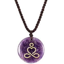 KYEYGWO Gravierte Kristall Stein Halskette für Unisex Healing Chakra Amulett Anhänger Halskette zum Schutz von KYEYGWO