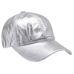 KYEYGWO Hip Hop Kappe für Herren und Damen, Verstellbar Baseball Cap Mode Sport Mützen Einfarbig Sonnenhüte Outdoor Baseballkappe, Silber von KYEYGWO