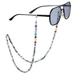 KYEYGWO Indischer Achat 7 Chakren Stein Perlen Brillenkette für Unisex, Reiki Kristall Brillenband Edelstein Brillenkordel Mode Kette Brillenschnur für Sonnenbrillen, Myopiebrille, Lesebrillen von KYEYGWO