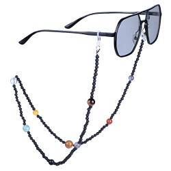 KYEYGWO Lavastein Kristall Perlen Brillenkette für Damen und Herren, Neun Planeten Brillenband Stein Brillenkordel Edelstein Kette Brillenschnur für Myopiebrille, Sonnenbrillen, Lesebrillen von KYEYGWO