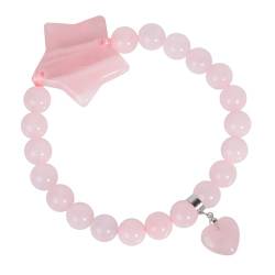 KYEYGWO Natürliche Rosenquarz Sternkristall Armband für Damen, Reiki Heilung Glück 8mm Perlen Mode Armband Schmuck Amulet von KYEYGWO