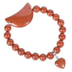 KYEYGWO Natürliche Roter Jaspis Mondkristall Armband für Damen, Reiki Heilung Glück 8mm Perlen Mode Armband Schmuck Amulet von KYEYGWO