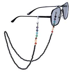 KYEYGWO Obsidian 7 Chakren Stein Perlen Brillenkette für Damen und Herren, Reiki Kristall Brillenband Edelstein Brillenkordel Mode Kette Brillenschnur für Sonnenbrillen, Myopiebrille, Lesebrillen von KYEYGWO